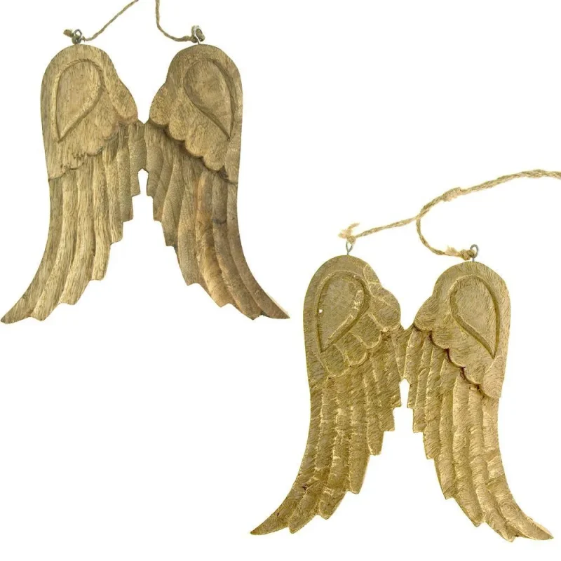 8 inch wooden angel wing ornament for christmas trees