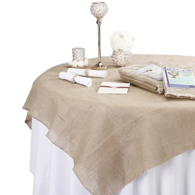 80x80 inch burlap table overlay