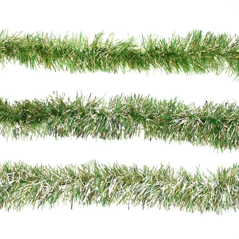 8ft pine metallic tinsel christmas garlands 3 pack