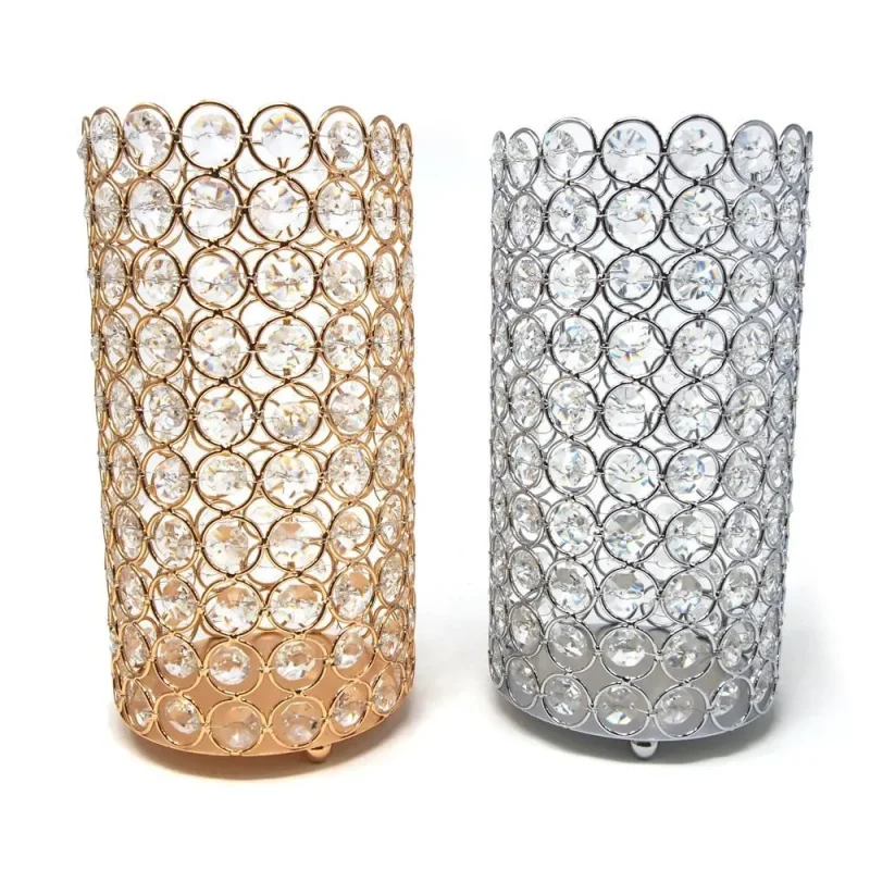 9 inch crystal cylinder candle holder for decor