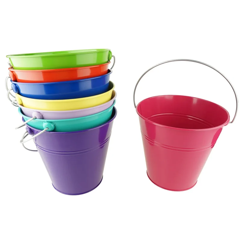 9 inch tin pail with handle 1 count party favor bucket