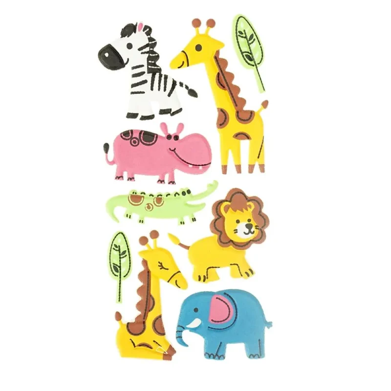 9 piece 3d safari crew flocked stickers