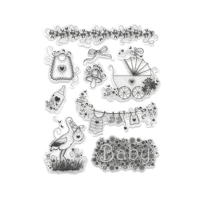 9 piece silicone baby clear stamps set