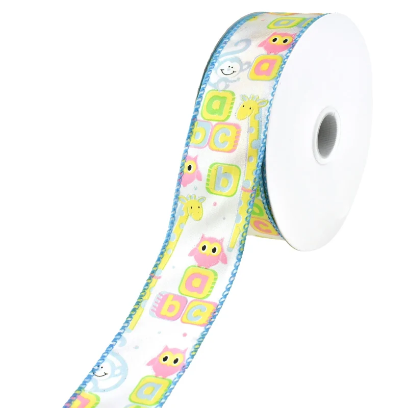 abc blocks safari pals 10 yard wired ribbon 1 5 inch