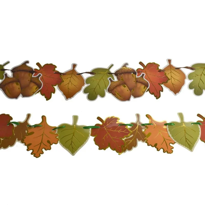 acorns leaves fall decor banner 5ft 2 piece set