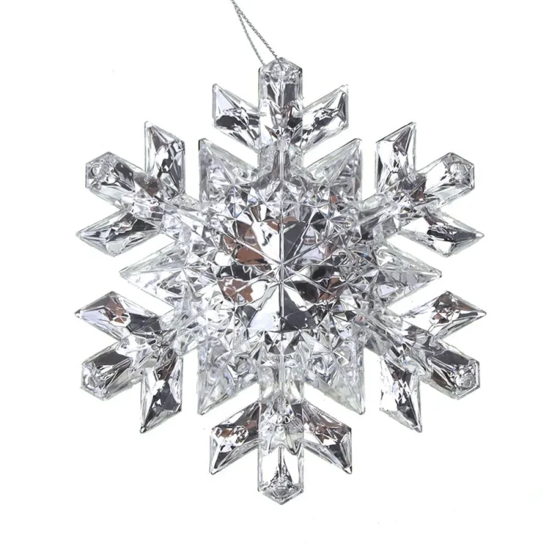 acrylic crystal snowflake tree ornaments clear silver 5 inch