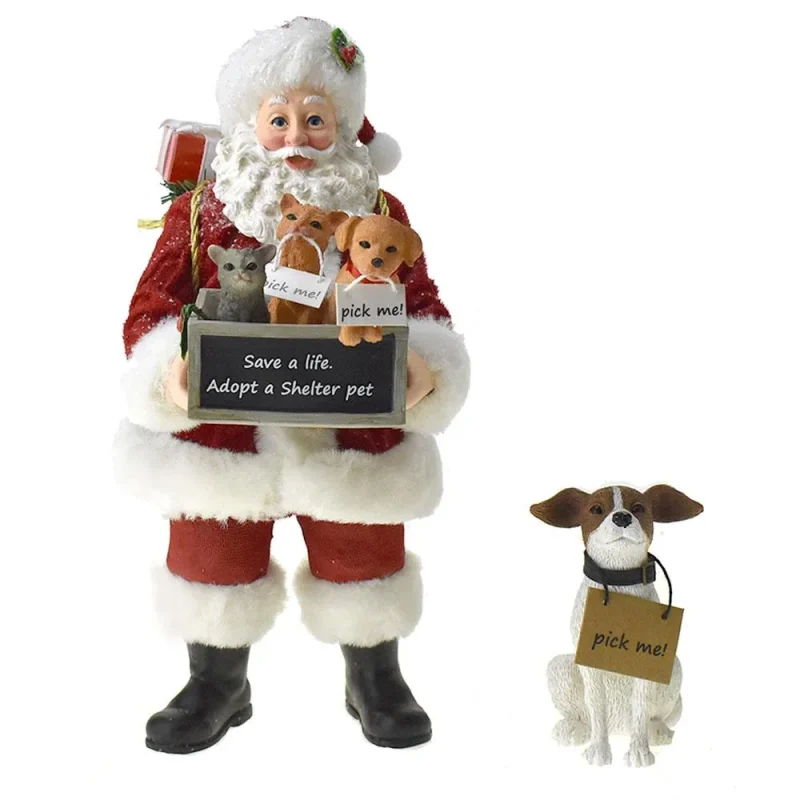 adopt a pet santa dog figurine set 11 5 inch 2 piece