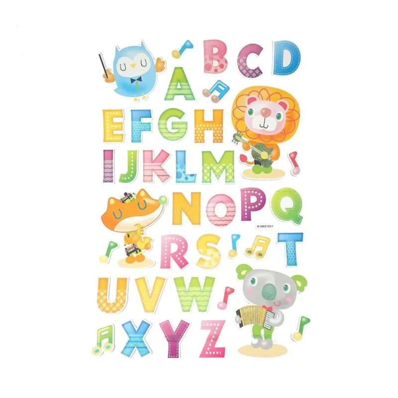 animal alphabet kids wall art stickers 38 piece set