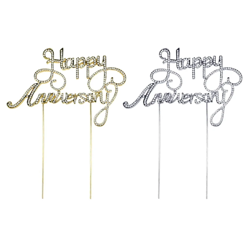 anniversary rhinestone cake topper 6 5 inch