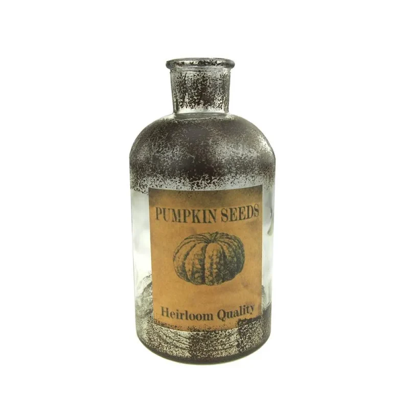 antique glass pumpkin seed jar autumn decor 7 3 4 inch clear