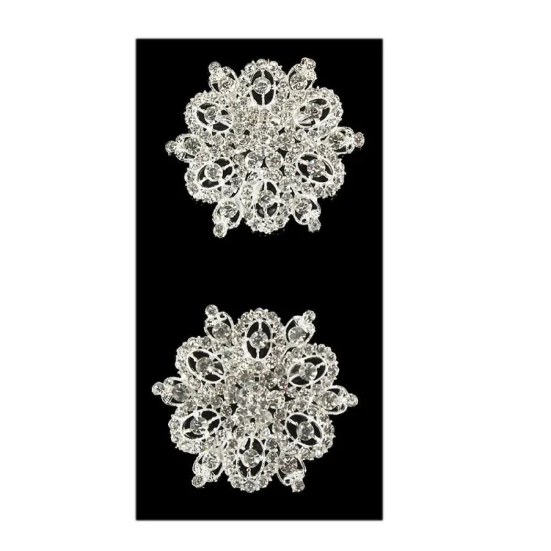 antique silver floral crystal brooches 2 5 inch 2 pack