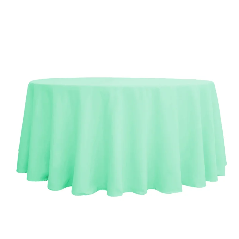 aqua round plastic table cover 84 inch