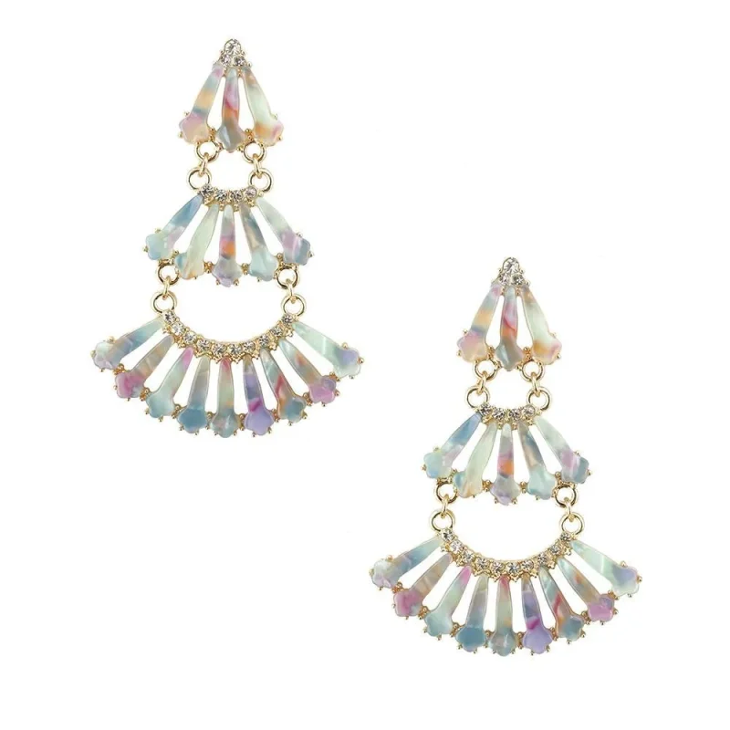 art deco gemstone fan drop earrings 2 5 inch