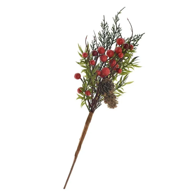 artificial berry pinecone christmas spray 14