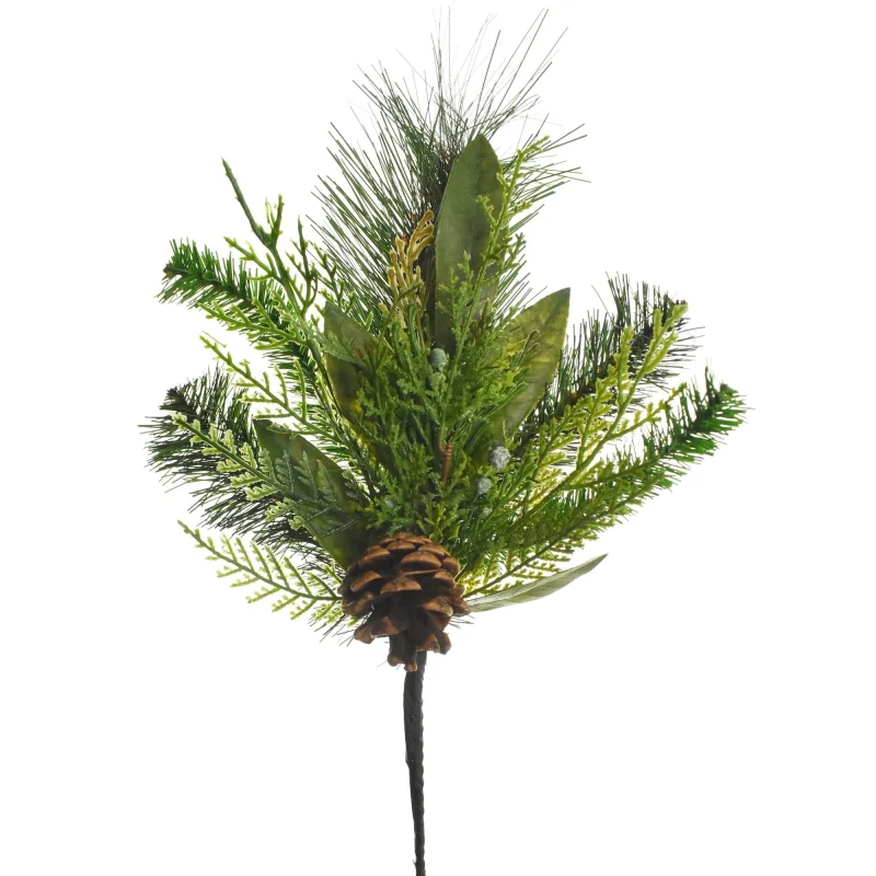 artificial cedar pine leaves pine cones pick 15 5 inch