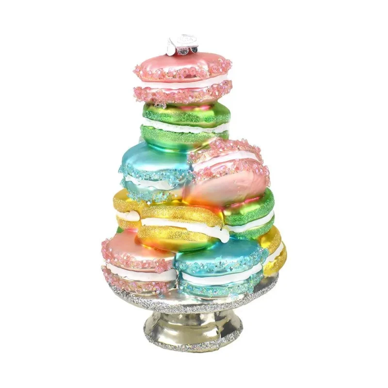 artificial macaron stack glass ornament 5 25