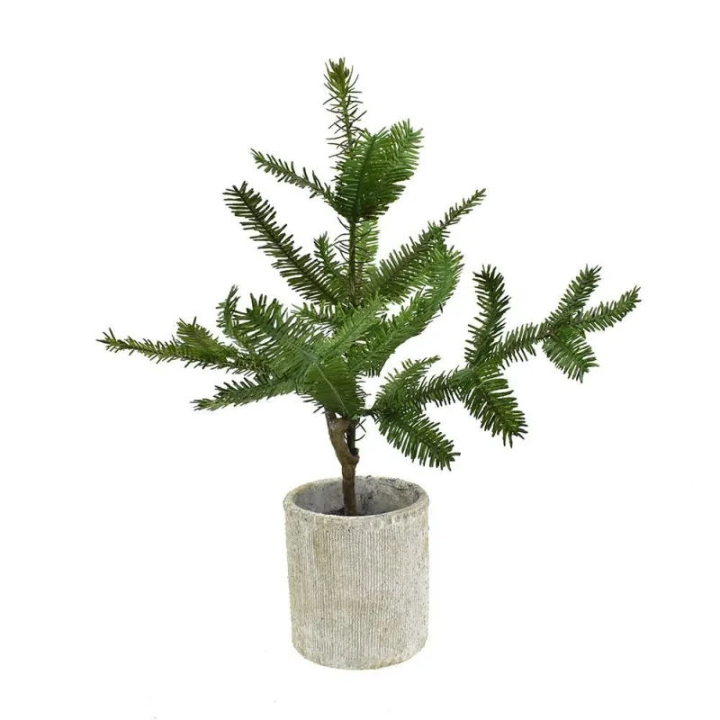 artificial pine tree in cement pot 16 inch