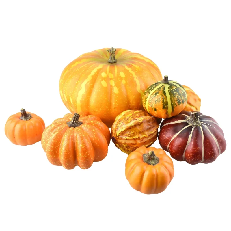 artificial pumpkin set varied sizes 8 piece home decor