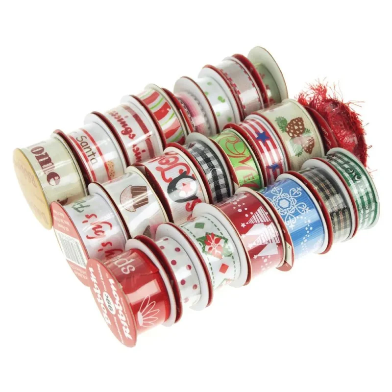 assorted christmas bobbin ribbon set 23 rolls