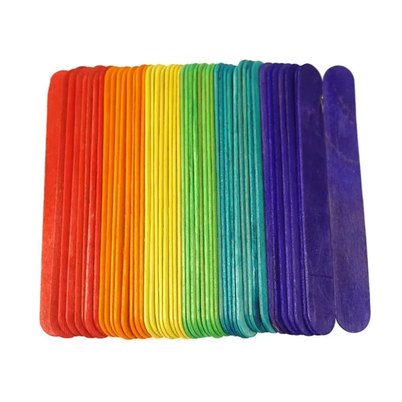 assorted color wooden popsicle sticks 6 inch 50 pack