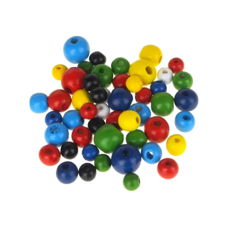 assorted color wooden round beads 50 pack