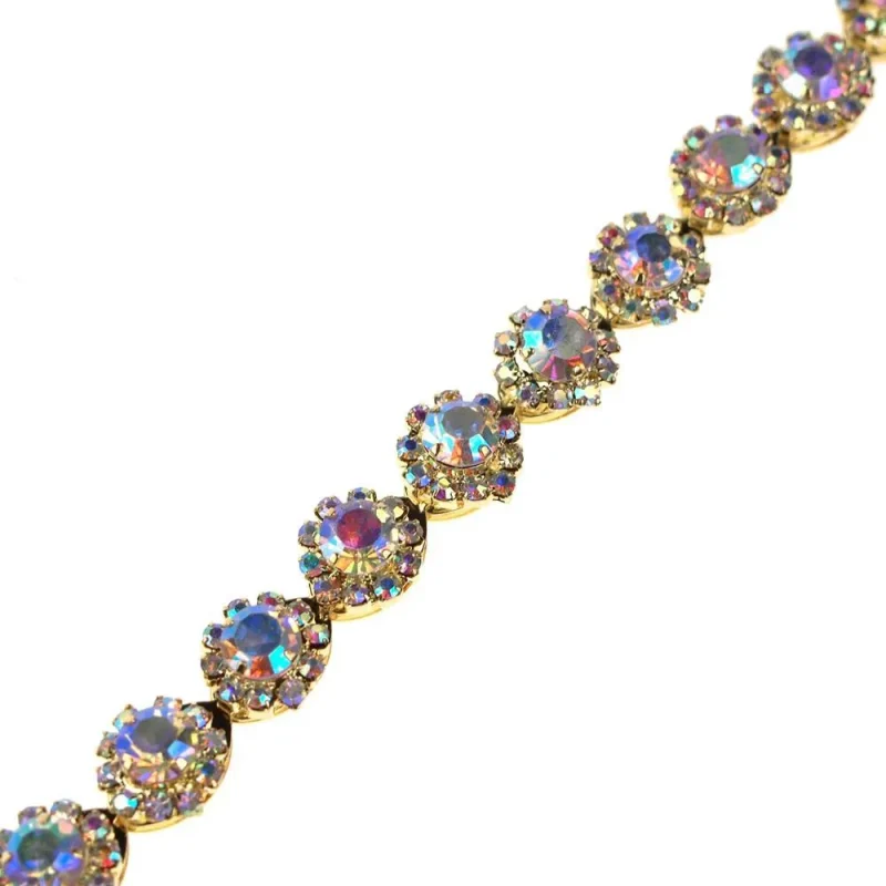 aurora borealis rhinestone trim 3 8 inch iridescent gold crystal