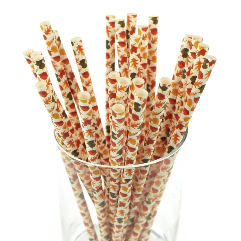 autumn leaves paper straws 7 75 x 25pk