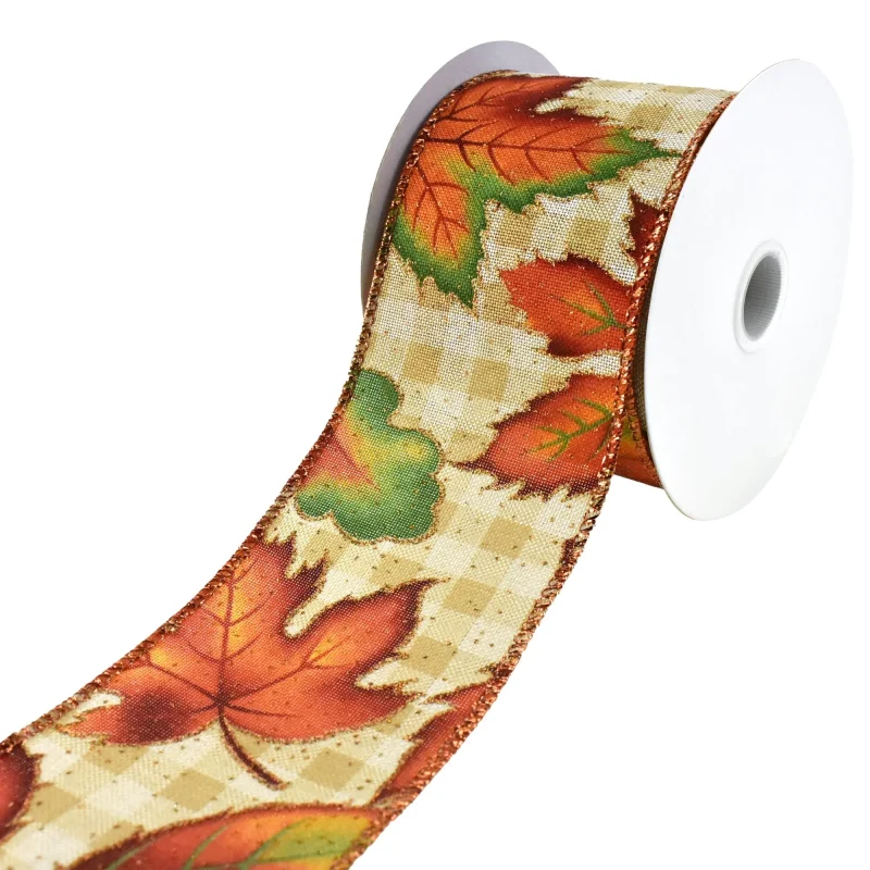 autumn plaid wired ribbon 2 5 x 10 yards