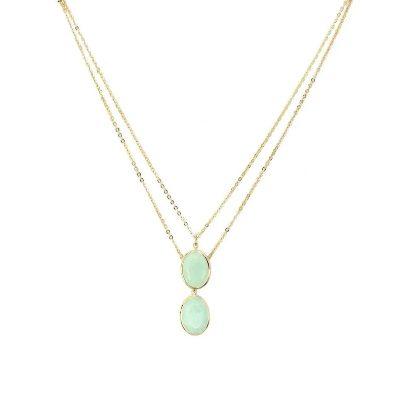 aventurine layered pendant necklace 16 inch