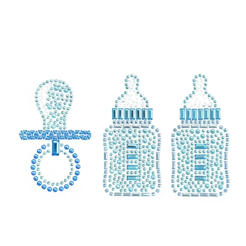 baby bottle binky rhinestone stickers blue 3 pack