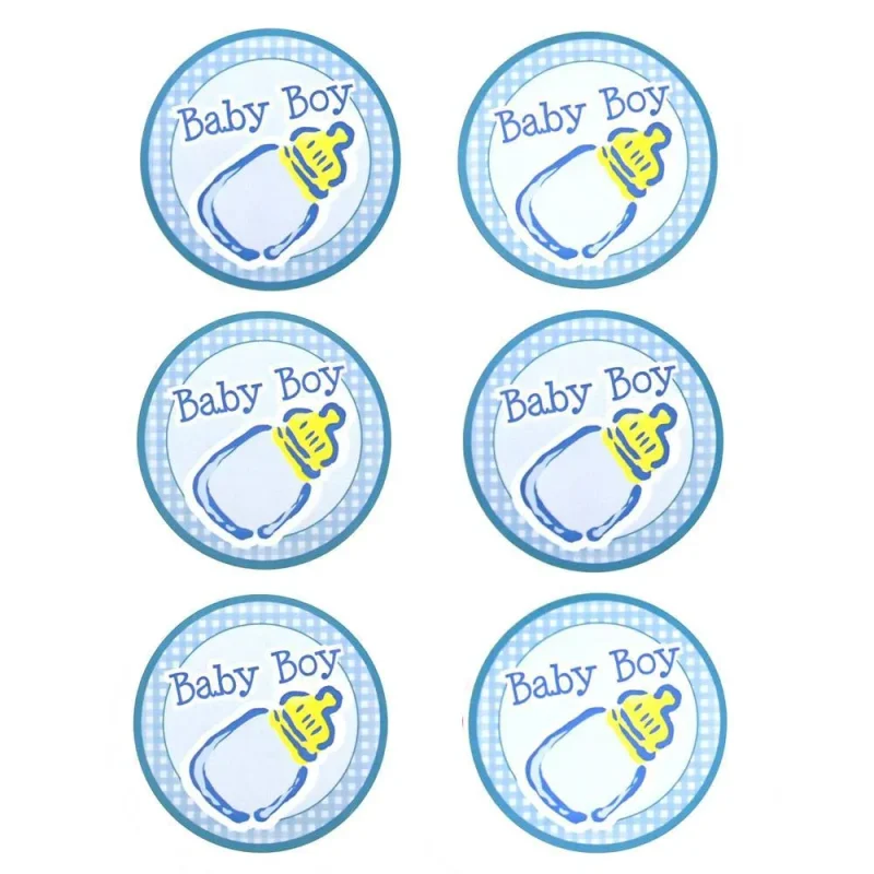 baby boy milk bottle seal stickers light blue 2 diameter 12 pack