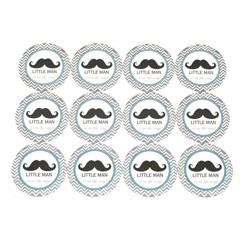 baby boy mustache paper stickers 2 5 x 12 pack