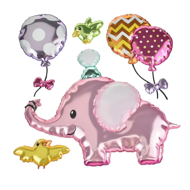 baby elephant 3d holographic balloon wall stickers 5 piece set