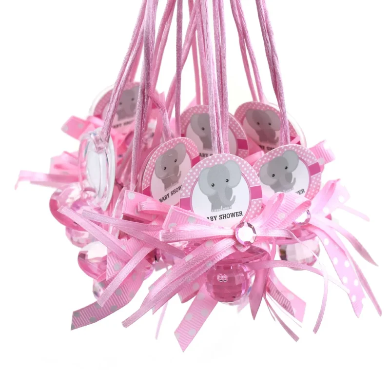 baby elephant favor necklace pink 24 pack