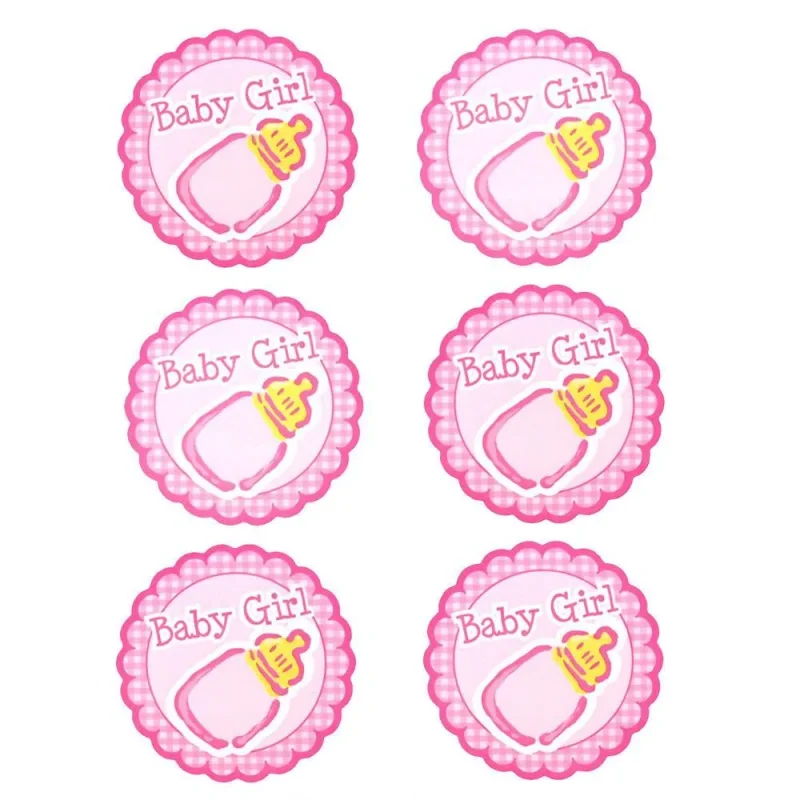 baby girl milk bottle seal stickers light pink 2 x 12pcs