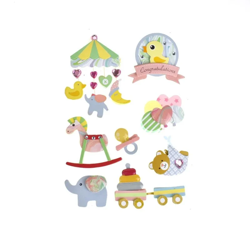 baby shower 3d stickers bundle 7 piece set