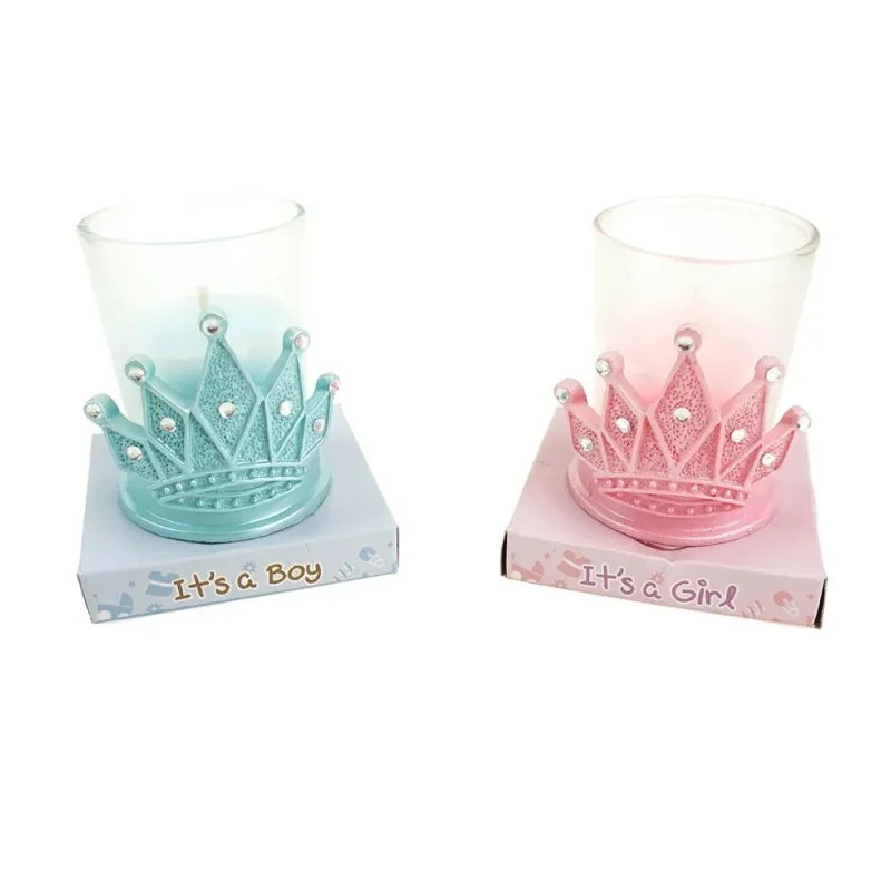 baby shower crown candle favor set 2 5 inch