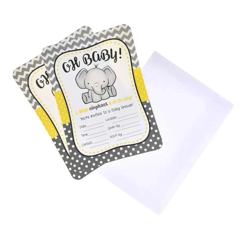 baby shower elephant invitation set 7 x 12 piece