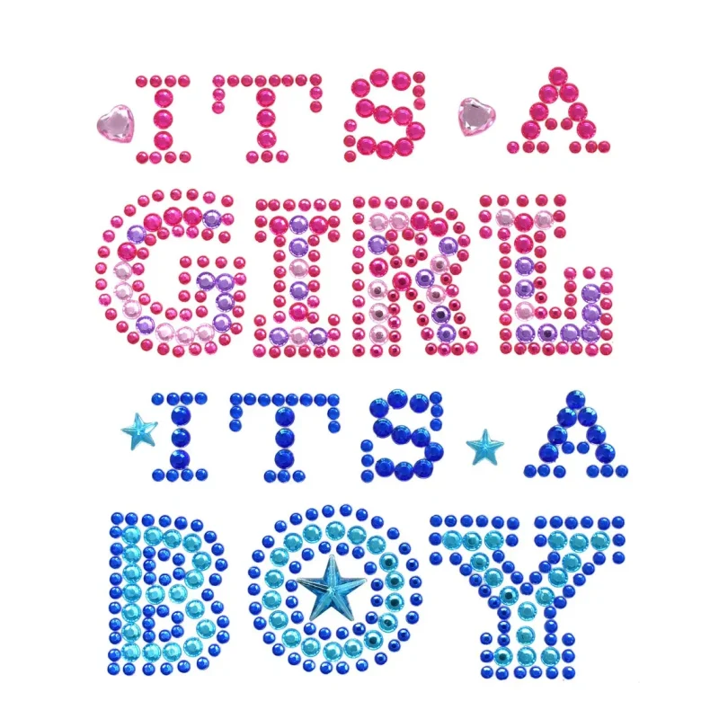 baby shower it s a girl boy rhinestone stickers set of 5 6 25 inch