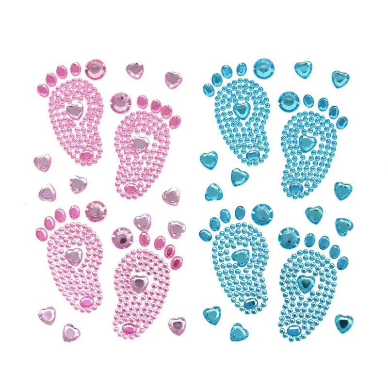 baby shower rhinestone footprints stickers 2 7 8 15 pack