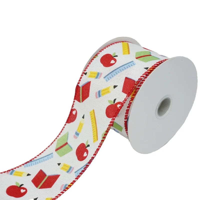 back to school wired ribbon 2 5 x 10 yards