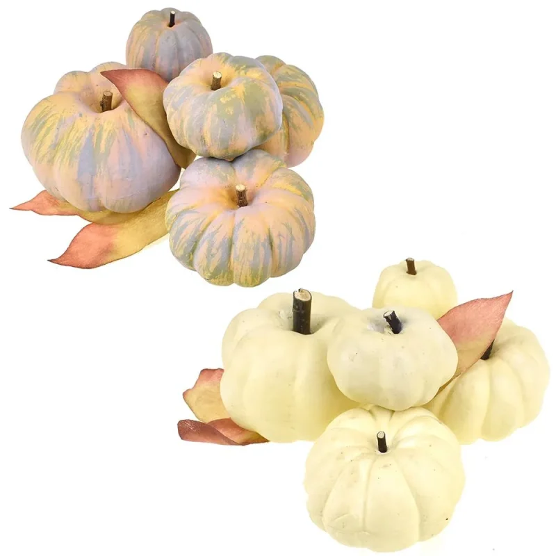 bagged artificial pumpkins 6 piece fall decor set assorted