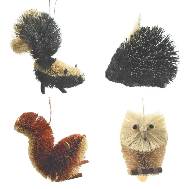 bamboo animal ornaments set 4 piece woodland buri