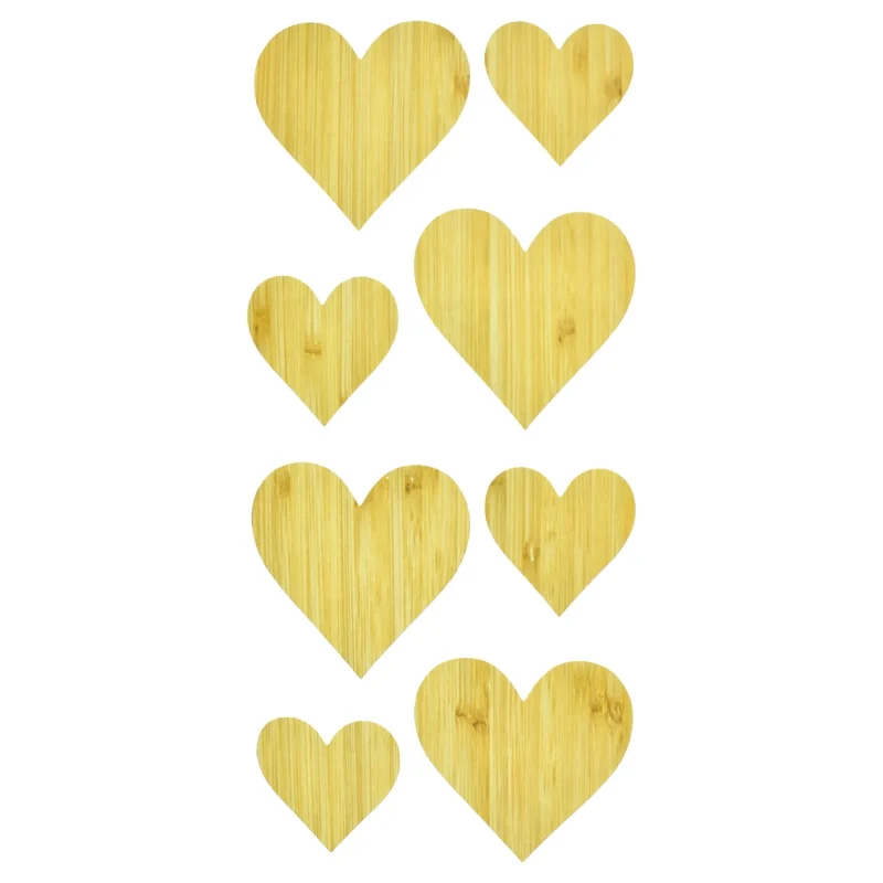 bamboo heart stickers assorted sizes 8 pack