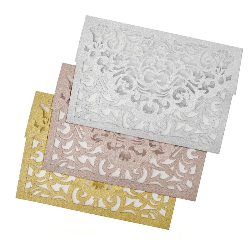 baroque laser cut glitter invitations 7 1 4 8 pack