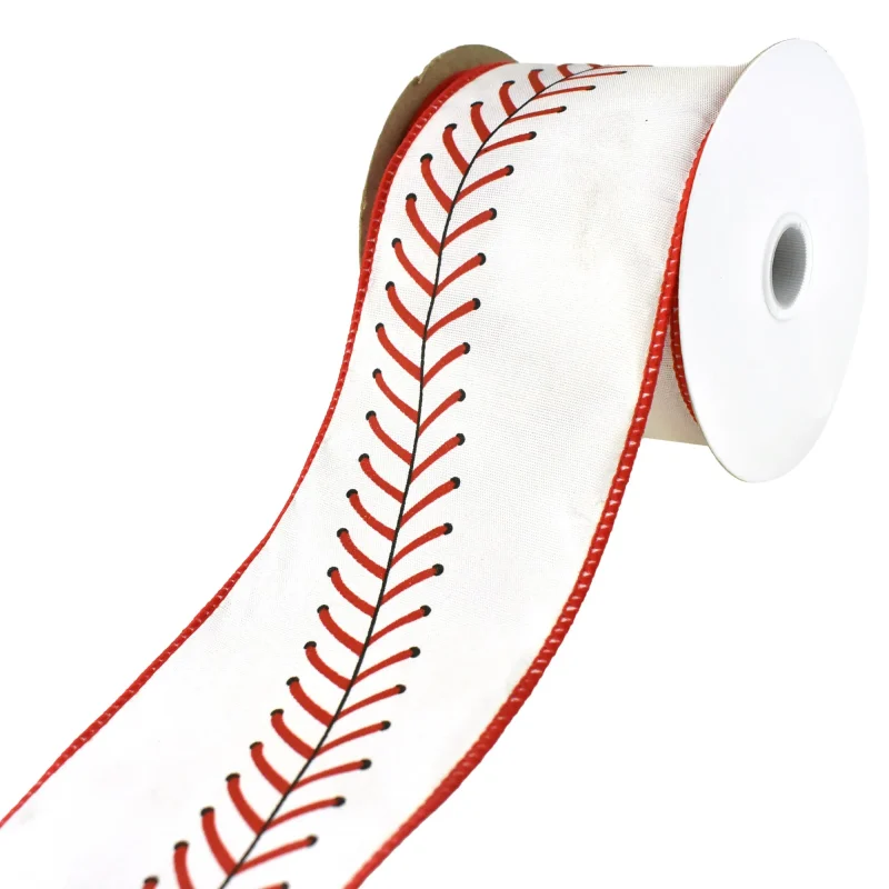 baseball stitch wired ribbon 2 5 x 10yd sports theme