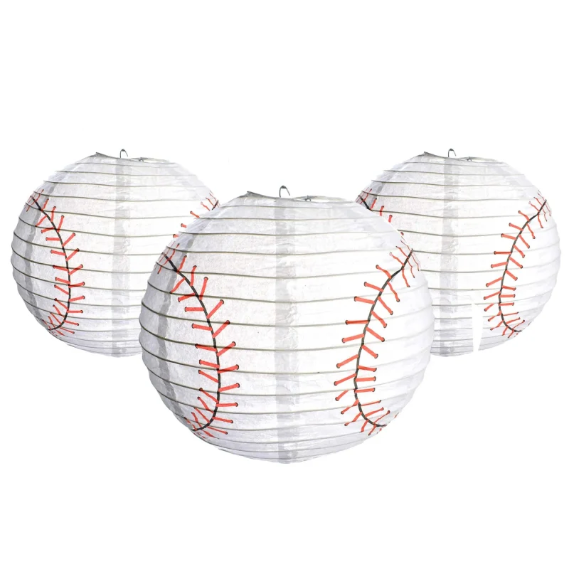 baseball theme paper lanterns 10 inch pack of 3