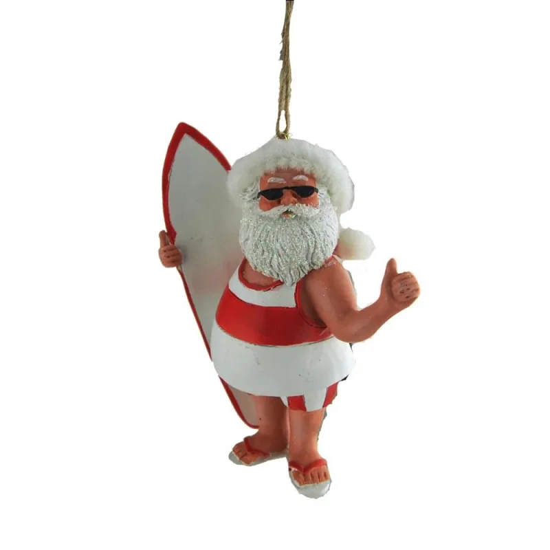 beach santa ornament with twine 3 5 inch