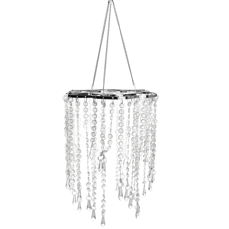 beaded floral chandelier with icicle crystals 10 5 silver