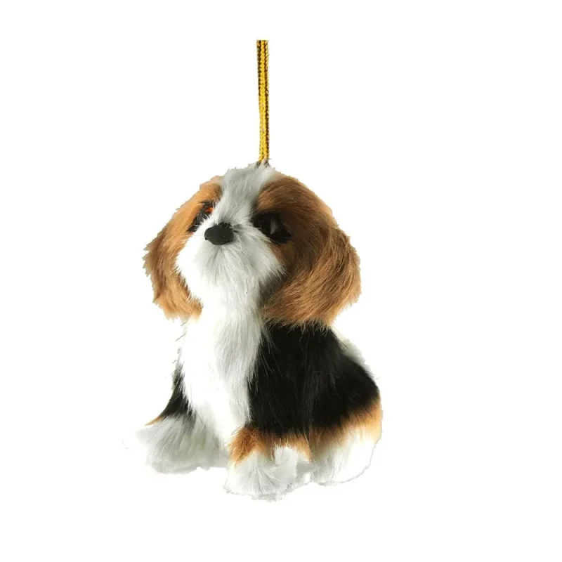 beagle plush dog ornament 4 inch white brown